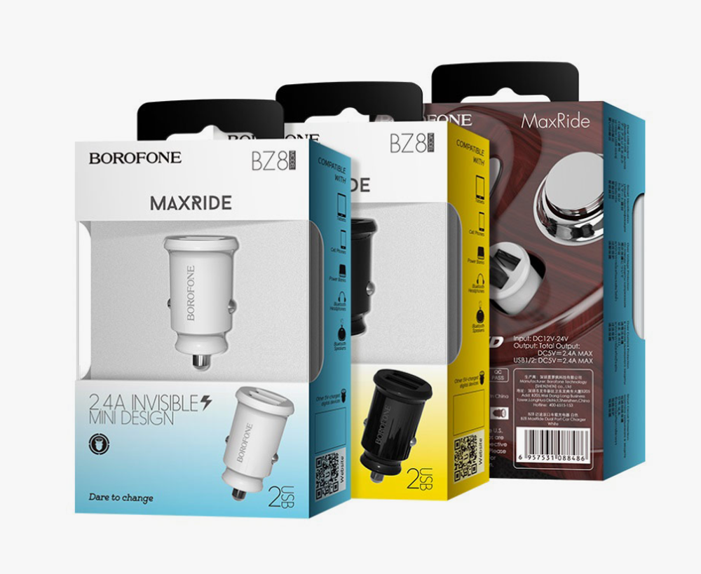 АЗУ BZ8 MaxRide Dual Port Car Charger black