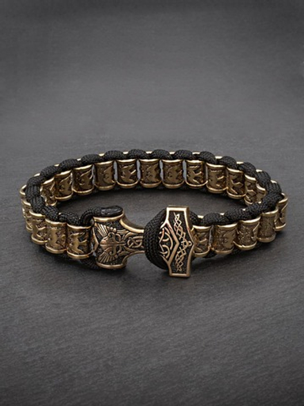 Браслет скандинавский вороны с молотом Тора металл бронза