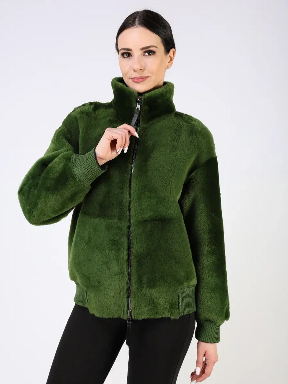 Двусторонняя дубленка зимняя шуба укороченная