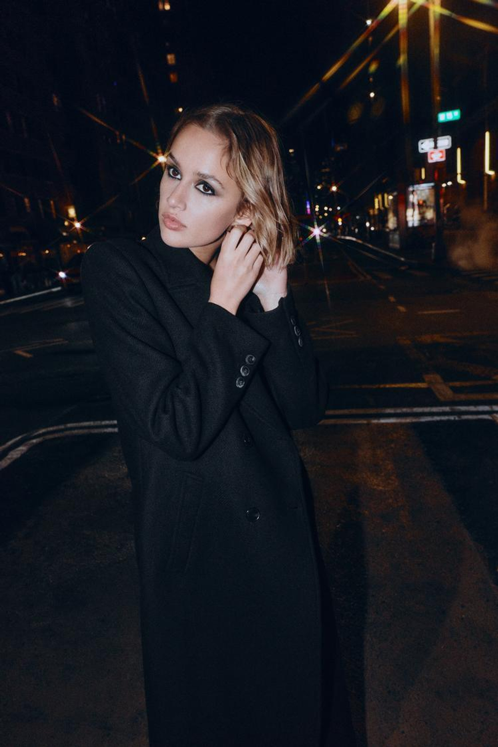 ZARA ДЛИННОЕ ДВУБОРТНОЕ ПАЛЬТО, ЧЕРНЫЙ