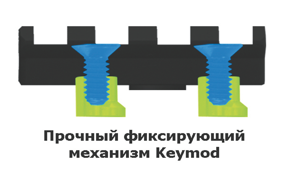 Планка UTG Picatinny на KeyMod, 4 слота, длина 40мм, высота 9,5мм, 17г