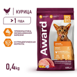 Корм для кошек AWARD Urinary , 400 г, курица с клюквой , цикорием и рыбьим жиром