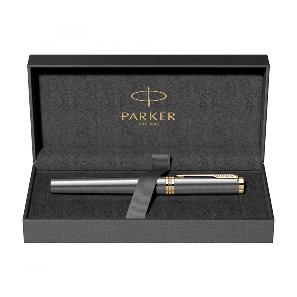 Перьевая ручка Parker Ingenuity Grey Core GT, перо: F (2 картриджа black и blue) в подарочной коробке