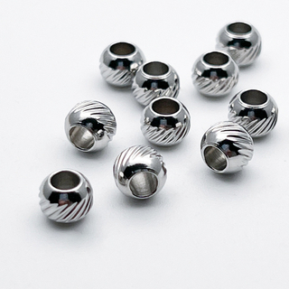 Бусина Шар с насечками, сталь, размер 6*5 мм, отверстие 3,5 мм, цена за 1 шт