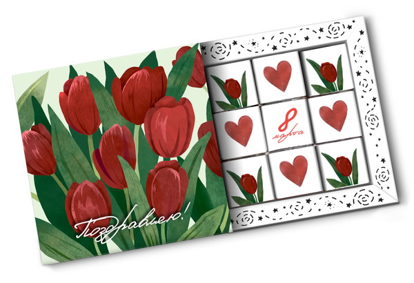 Кэт 9, КРАСНЫЕ ТЮЛЬПАНЫ, молочный шоколад, 45 г, TM Chokocat