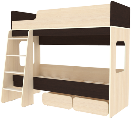 Двухъярусная кровать КарИВи Л-38  Дуб Молочный Венге