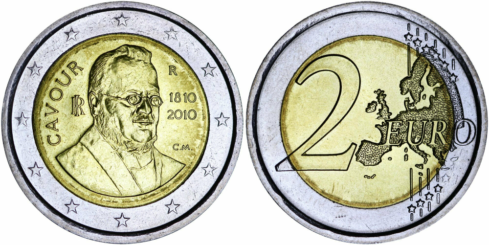 Италия 2 евро, 2010 Италия 2 евро, 2010 200 лет со дня рождения Камилло Бенсо ди Кавура aUNC