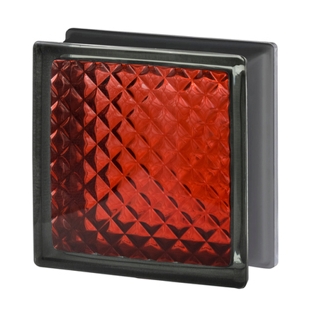 Стеклоблок Vitrablok Инка Черный бриллиант Рубин 19x19x8