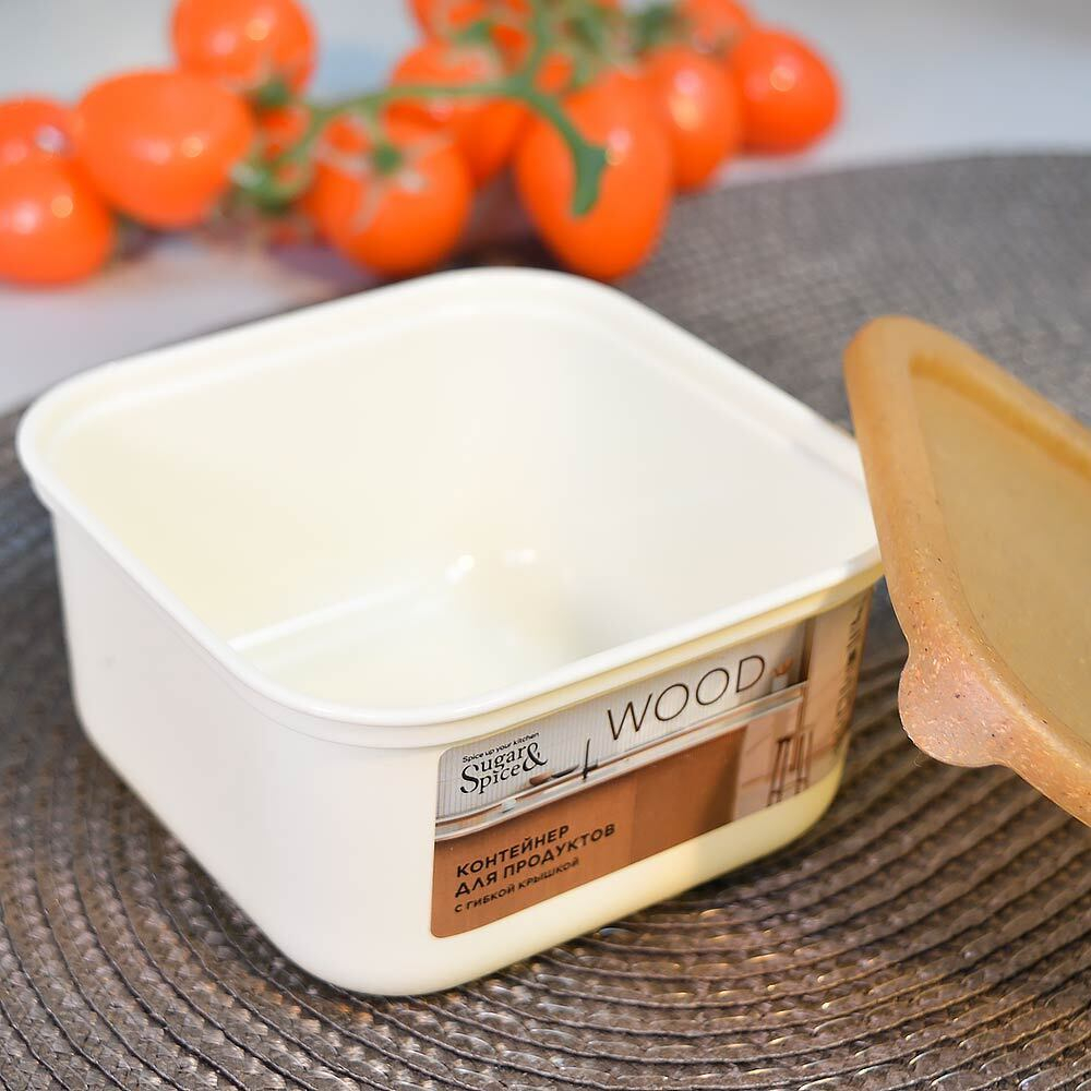 Контейнер для продуктов 0,4л квадратный "Sugar&Spice Wood"