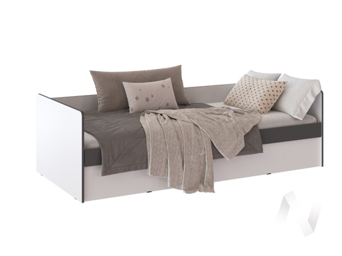 Кровать 0;9м с подъемным механизмом Подростковая Асцелла (белый/графит серый)