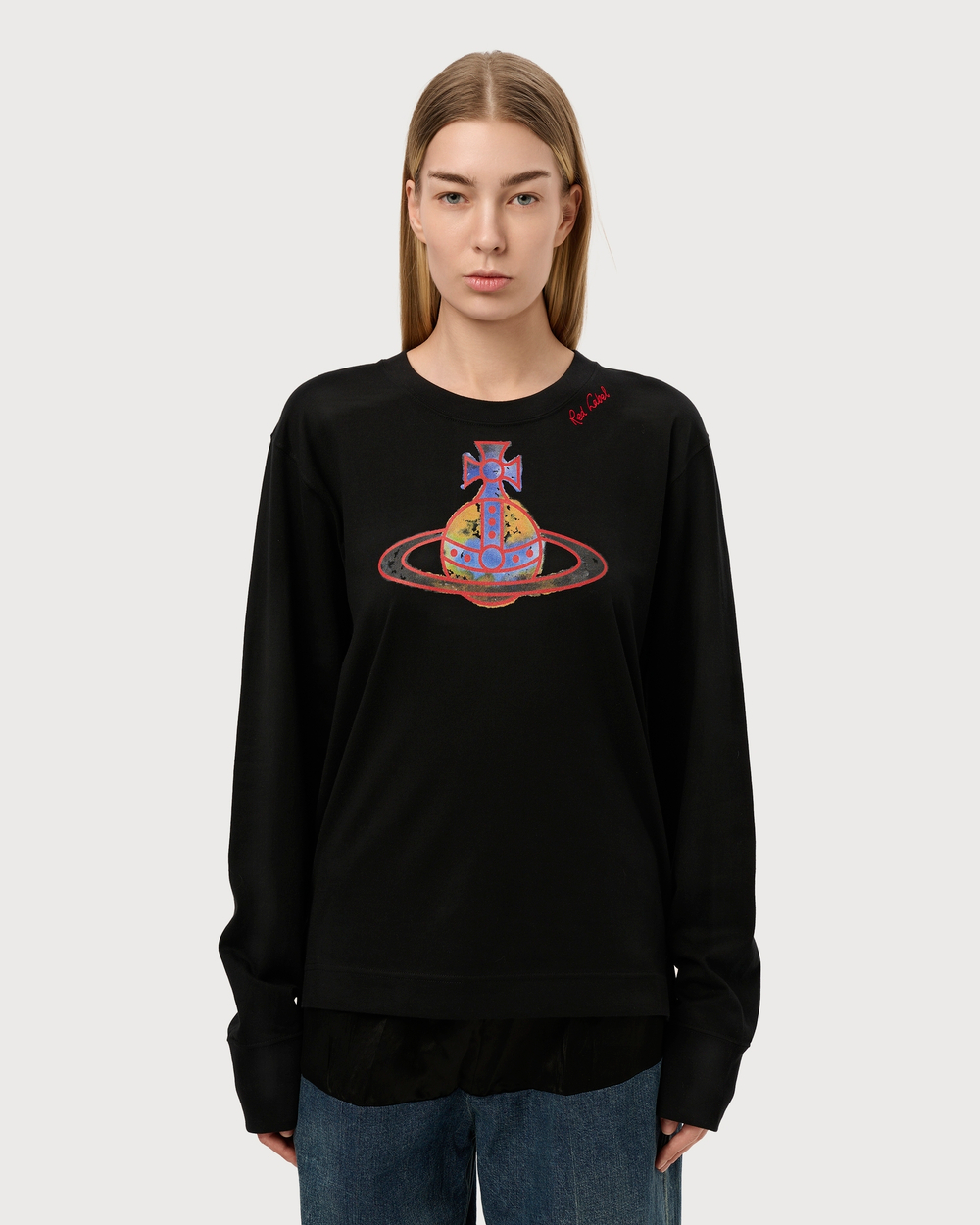 VIVIENNE WESTWOOD RED LABEL ЛОНГСЛИВ ЧЕРНЫЙ С ПРИНТОМ ВИДЕ ЛОГОТИПА БРЕНДА