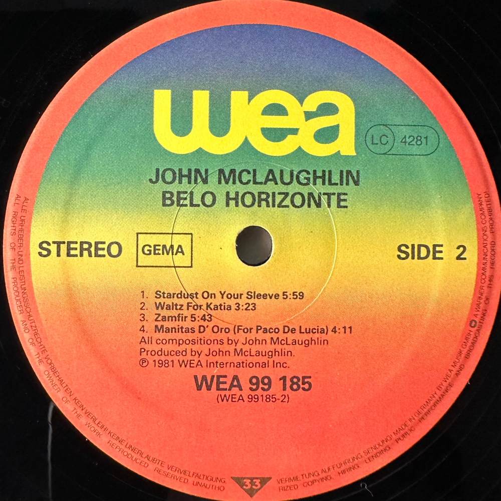 John McLaughlin ‎– Belo Horizonte (Германия 1981г.)