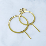 Топпер Кольца свадебные золотой акрил 9.5х10см