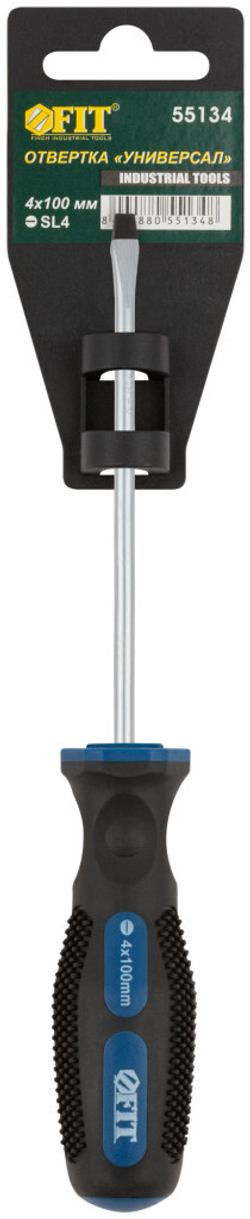 Отвертка "Универсал" CrV сталь прорезиненная ручка Профи 4х100 мм SL FIT