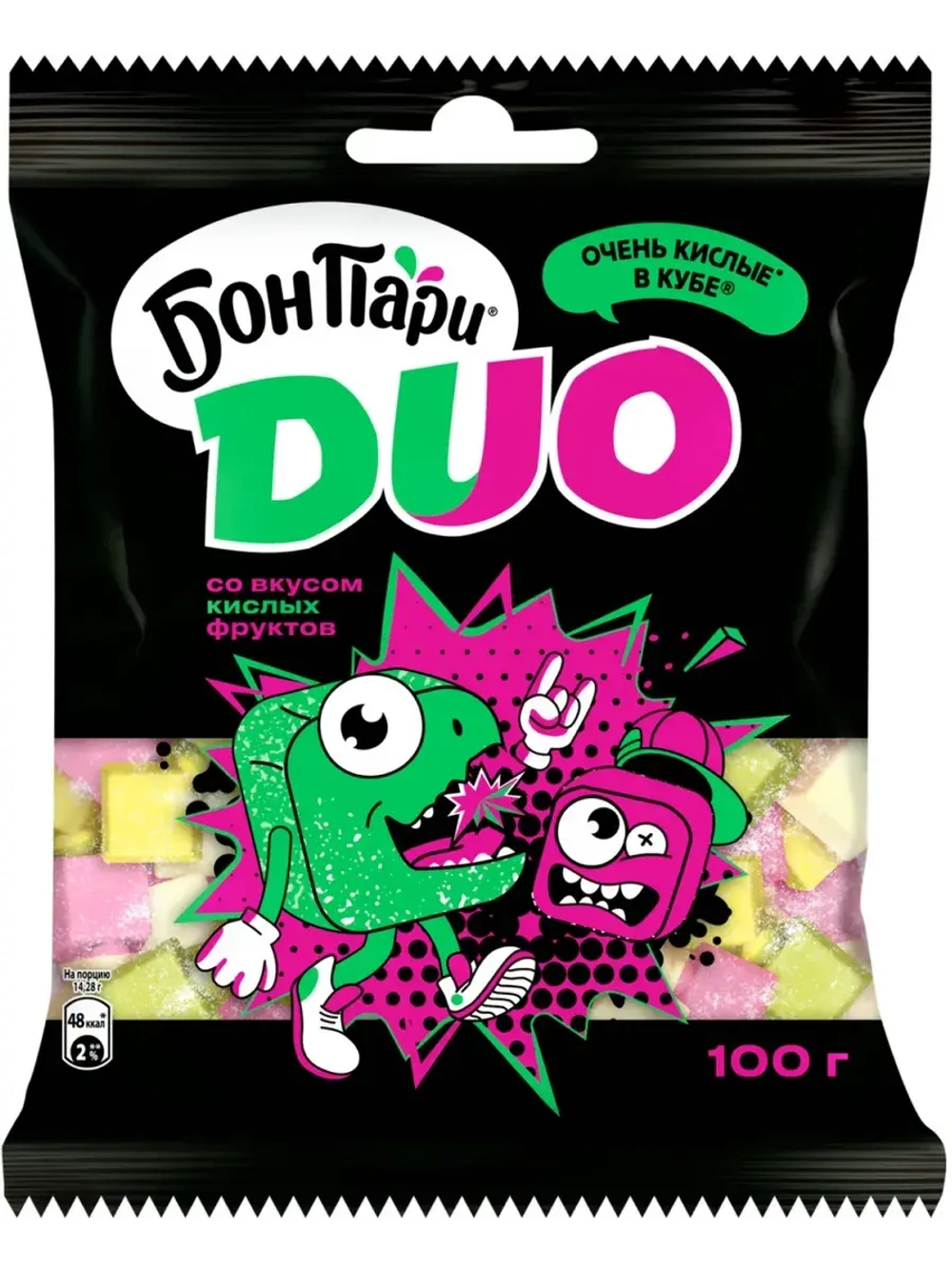 Маршмеллоу Бон Пари Duo очень кислые В Кубе 100 г * 3 шт