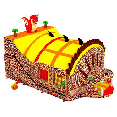 Коммерческий надувной батут «Драконье логово», с крышей, 12*8*7 м