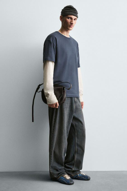 ZARA КОЖАНАЯ СУМКА ЧЕРЕЗ ПЛЕЧО, КОРИЧНЕВЫЙ