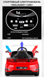 Спортивный электромобиль "MalinaBay 1588", красный