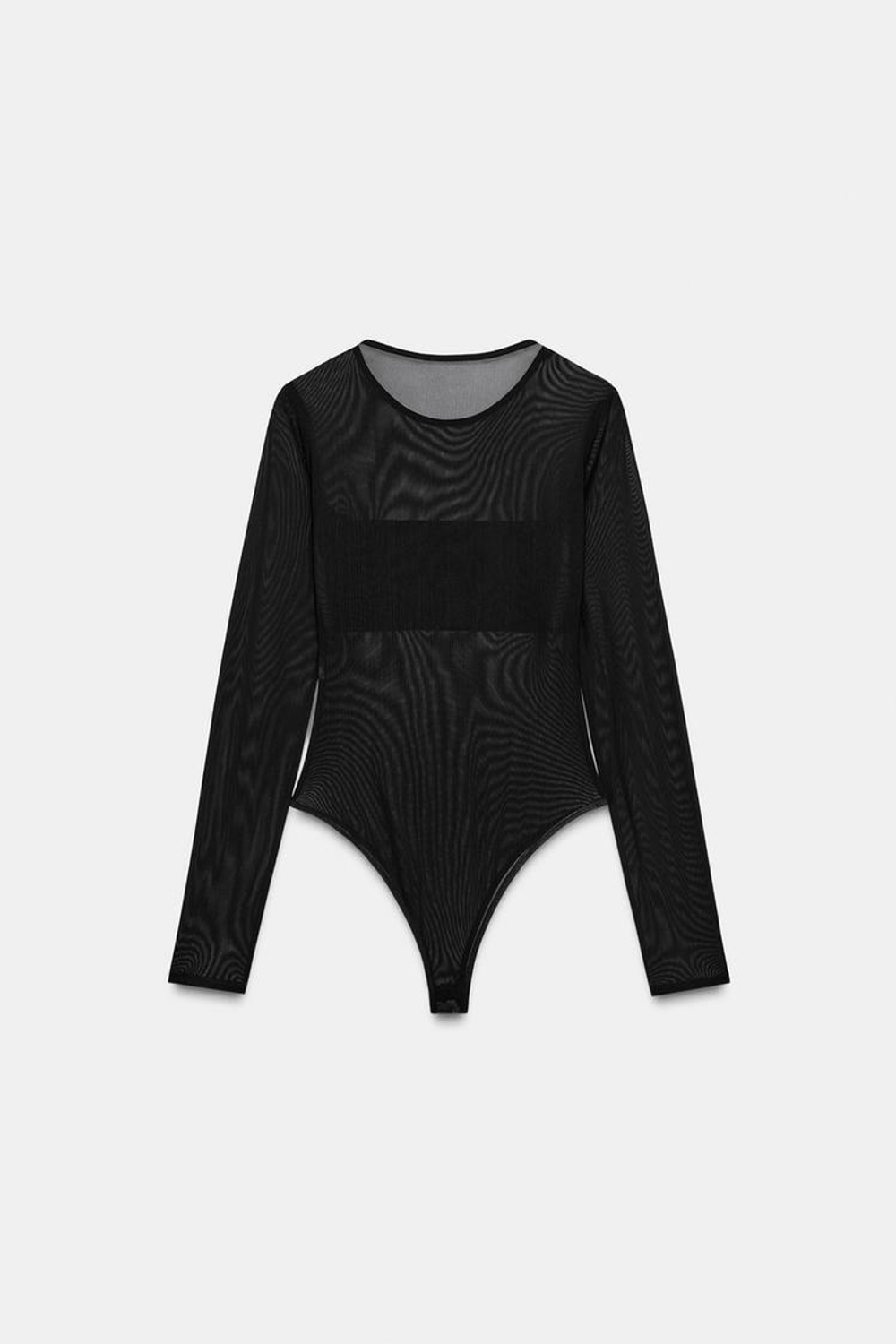 ZARA БОДИ ИЗ ПОЛУПРОЗРАЧНОЙ ТКАНИ, ЧЕРНЫЙ