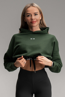 Укороченная толстовка Nebbia 421 GLoose Fit Crop Hoodie Iconic Dark green