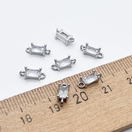 Коннектор Прямоугольник, цвет серебро (родий), размер 9,5*3,5 мм, цена за 1 шт