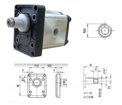 Насос шестеренный BHP2 BO-D10T0L1 GP2, 10 см3, резьба G3/4", 285BAR, правый