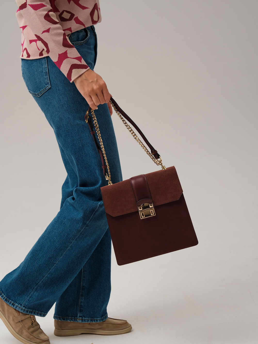 Кожаная сумка Deboro 30547 бордовый бархат