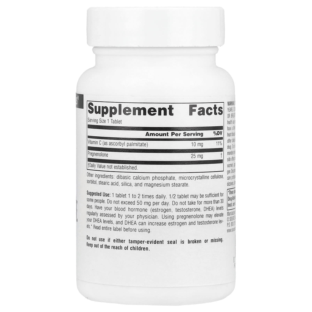 Source Naturals, Прегненолон, 25 мг, 60 таблеток