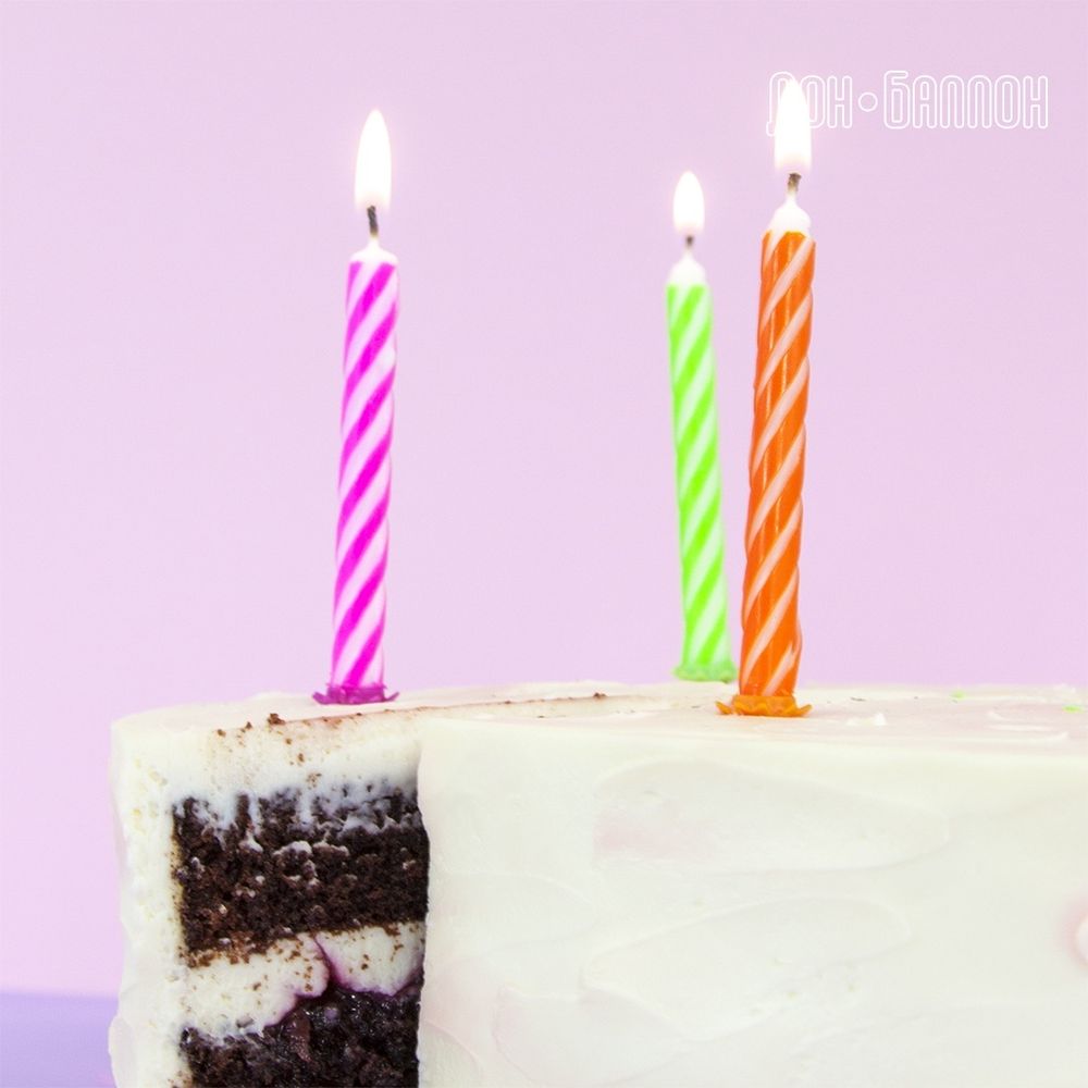 Свечи Радужный микс, Ассорти, 6 см, 24 шт.