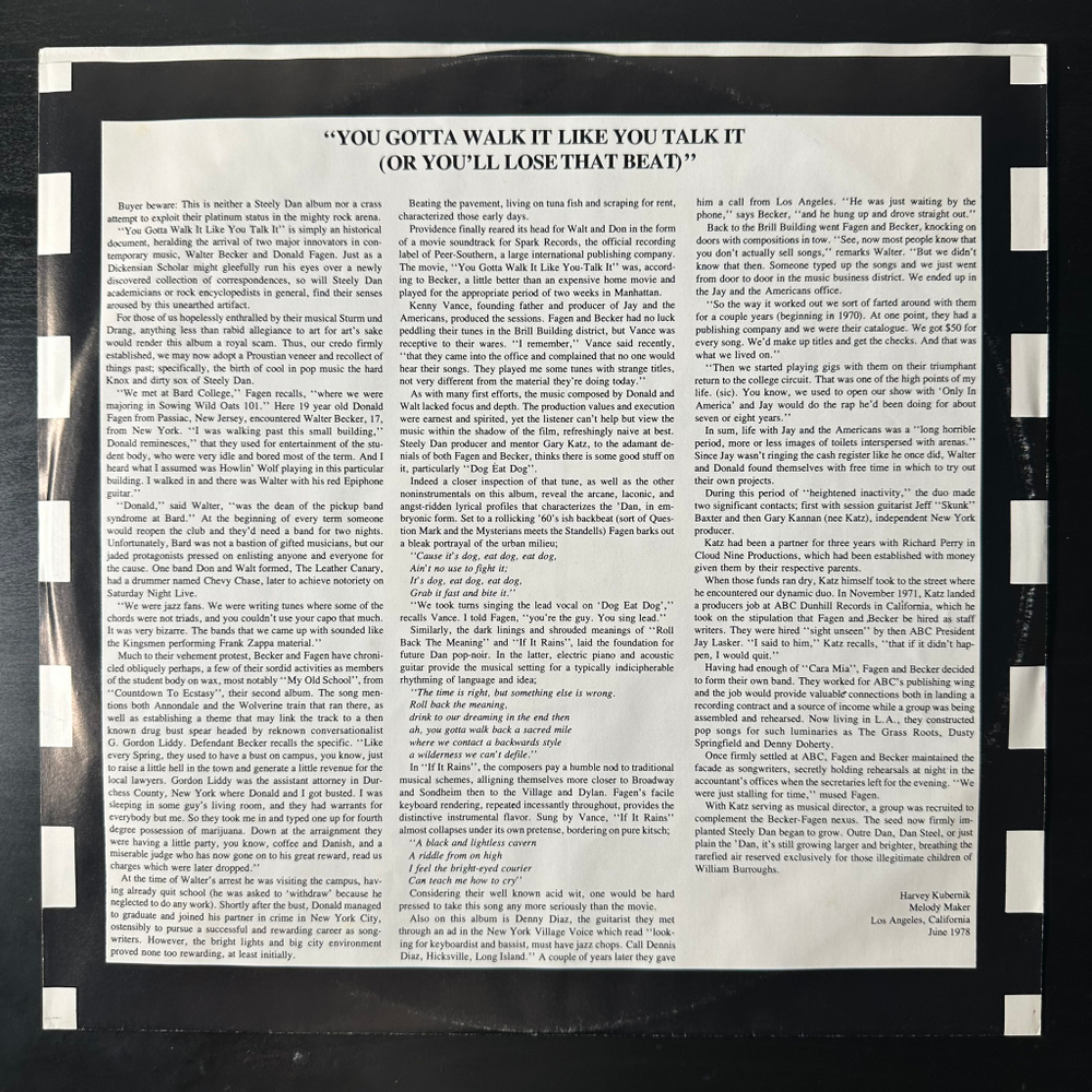 Donald Fagen, Walter Becker, Denny Diaz ‎– You Gotta Walk It Like You Talk It (США 1978г.)