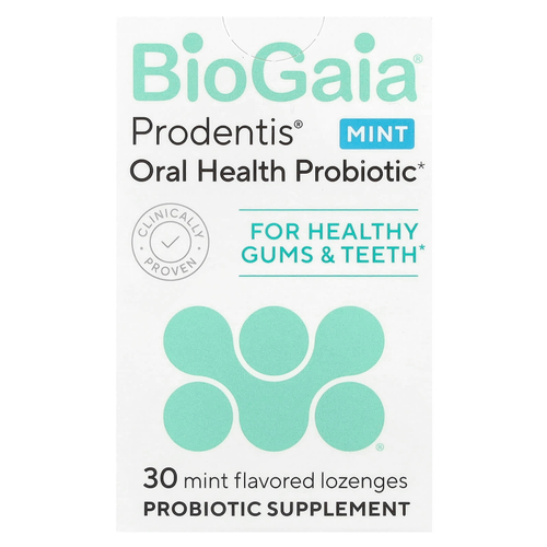 BioGaia, Prodentis®, пробиотик для полости рта, для здоровья дёсен и зубов, мятный вкус, 30 пастилок с пробиотиком