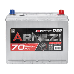 Аккумулятор ARNEZI JIS SMF 70 А/ч обратный R+ 260x170x225 D26 EN 650 А