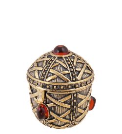 Народные промыслы AM-3788 Шкатулка «Яйцо с наперстком» (латунь, янтарь)
