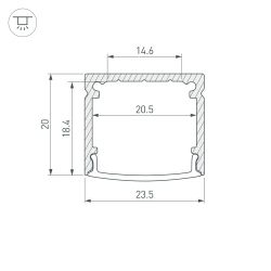 Профиль WIDE-H20-2000 ANOD (Arlight, Алюминий) 055756