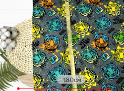 Футер 2-нитка НАЧЕС тигры на сером