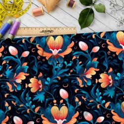Ткань премиум шифон ночные цветы