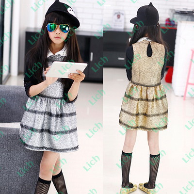 Сарафан а-силуэта в полоску с кружевным воротничком