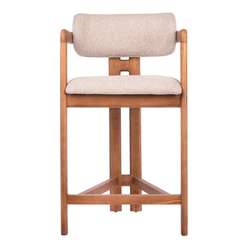 Полубарный стул Oberon 71 см, бежевая рогожка, ножки орех
