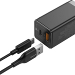 Зарядное устройство + Кабель Baseus GaN Mini Quick Charger C+U 45W - Black