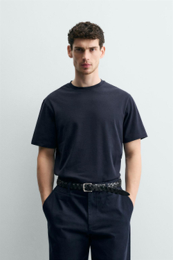 ZARA ФУТБОЛКА С КОРОТКИМ РУКАВОМ, МОСРКОЙ СИНИЙ