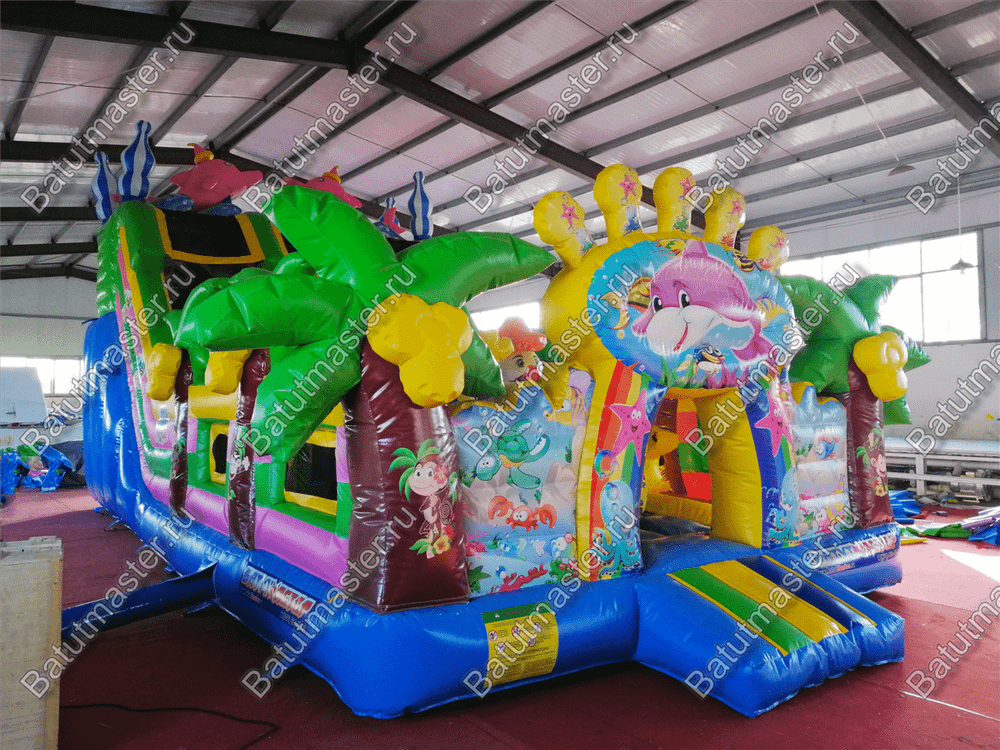 Коммерческий батут "В гостях у дельфинов", 10*5*5 м, с окнами