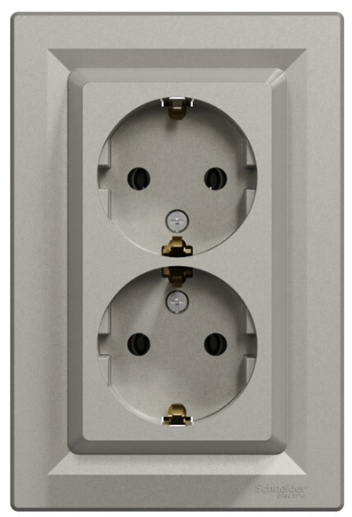 РОЗЕТКА С/У 2-ГНЕЗДА С/З ВИНТОВЫЕ КЛЕММЫ В СБОРЕ БРОНЗА ASFORA /SCHNEIDER/