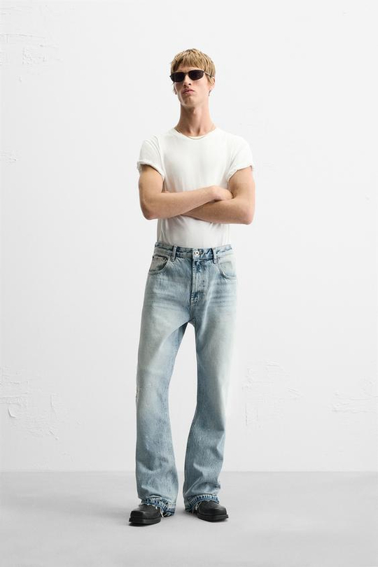ZARA ДЖИНСЫ FLARED FIT, ГОЛУБОЙ