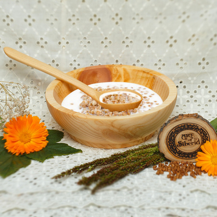 Деревянный набор-пара Art of Siberia из древесины кедра тарелка и ложка TN23