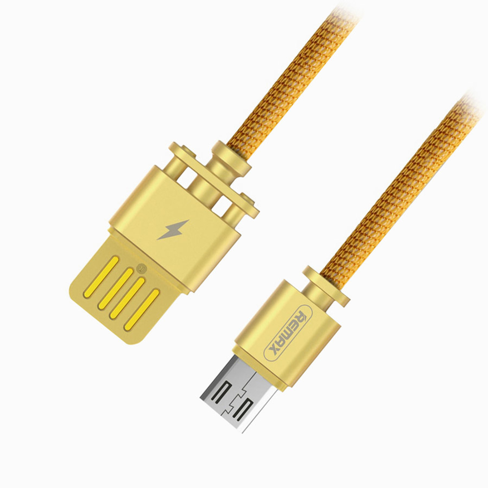 Кабель USB - MicroUSB Remax RC-064m (оплетка ткань) Золото