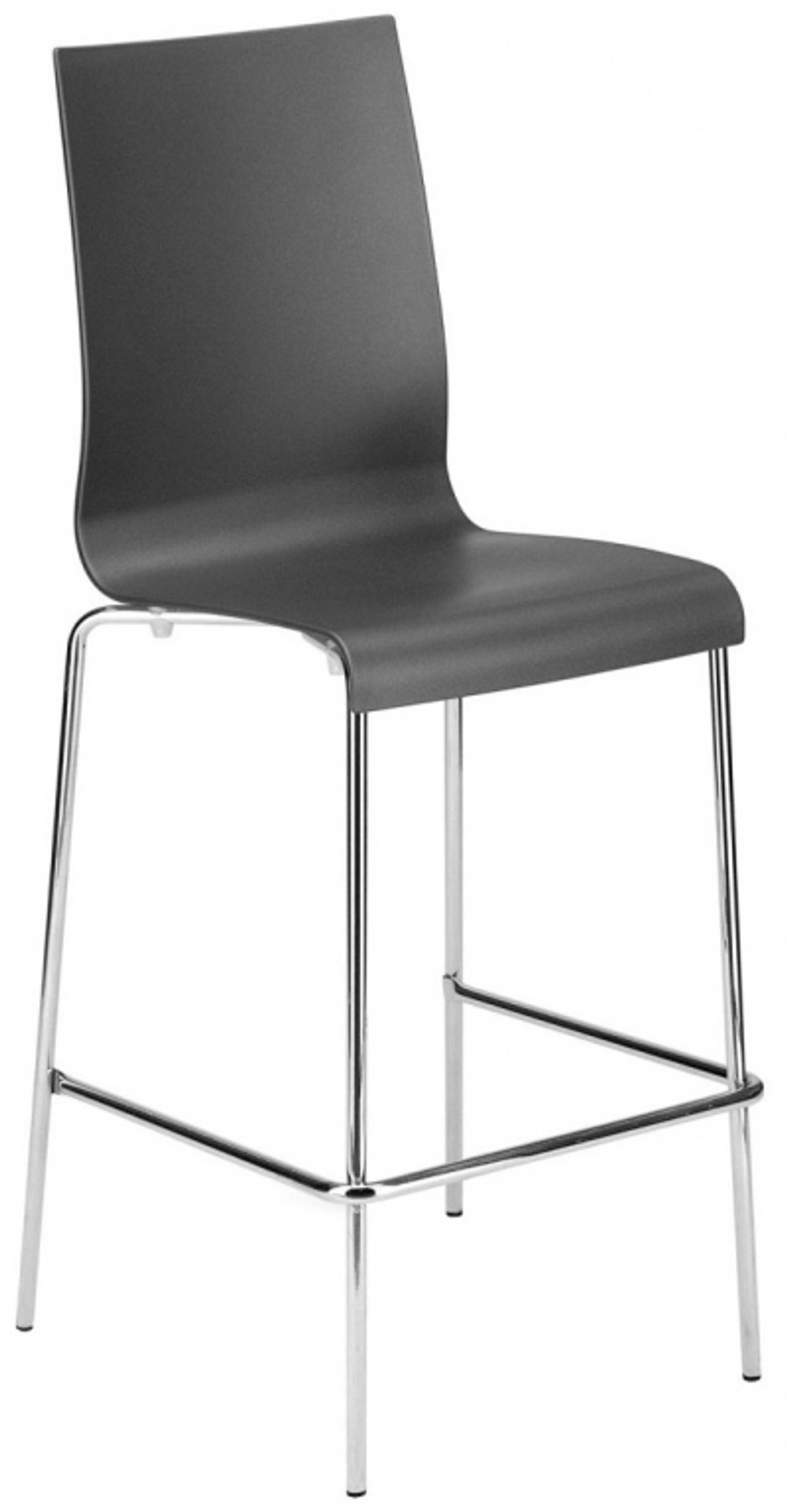 Стул пластиковый барный Papatya Icon-B, хромированный, антрацит