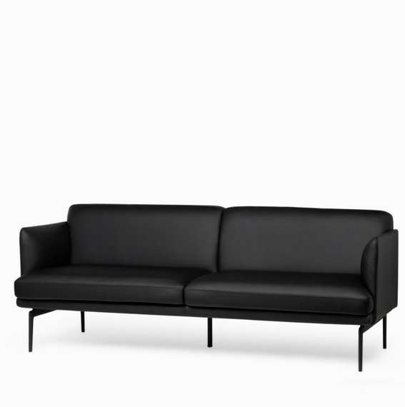 Диван Bisq, 211 см, черная кожа