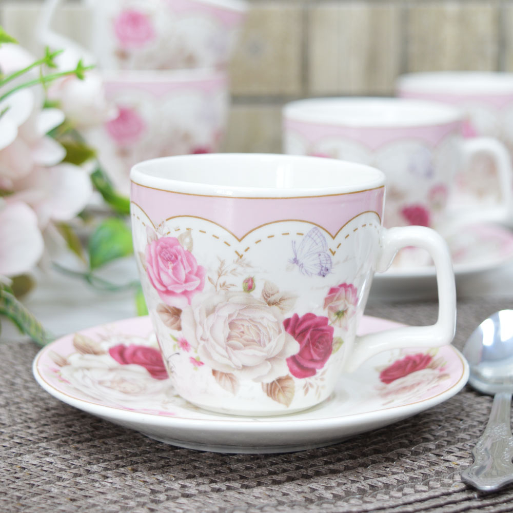 Кофейный набор 12 предметов 100мл "Роуз" (форма квадратная)