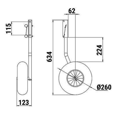 Комплект колес транцевых удлиненных для НЛ типа "Ротан" 260 мм. (10269410)