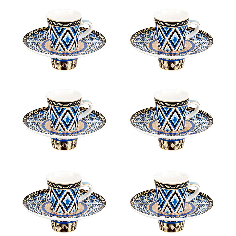 Набор кофейный 12пр. "Golden Blue" (6 персон) v=90мл. (фарфор) (подарочная упаковка)